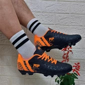 M.P 1357 Siyah-Turunucu Krampon Çimsaha Futbol Ayakkabı - 4