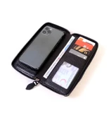 Telefon Bölmeli Fermuarlı Cüzdan Büyük Paraportföy El Çantası SİYAH thumbnail 3