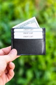 Unisex Kartlık Vegan Deri Minimal Model 6 Kart - 1 Kâğıt Para Bölmeli Siyah - 1