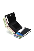 Mekanizmalı Cüzdan Kartlık 9 Adet Kart Ve Geniş Para Bölmeli Rfıd Blocking Siyah - 3