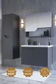 Teta Home Napoli 80 cm Mdf Banyo Dolabı Seti + Boy Dolabı  Antrasit - 1