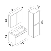 Teta Home Tokyo 65 Cm Mdf Banyo Dolabı Seti + Boy Dolabı  Antrasit-Beyaz - 5