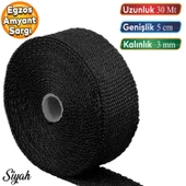 30 metre 5 cm Cam Elyaf Ekzoz Sargısı Manifold Sargı Bezi Yanmaz Bant Siyah Amyant 3 mm (Kalınlık) thumbnail 1