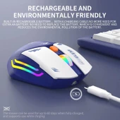 Blic Bwm1 Mavi RGB Şarjlı Kablosuz 1600DPI Işıklı Kablosuz Mouse - 5