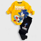 Sarı Renk Sonic Desenli Şardonlu Eşofman Takım - 1