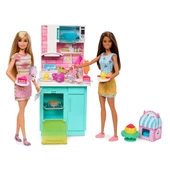 HJY94 Barbie Brooklyn ve Malibu Pasta Yapıyor Oyun Seti - 2