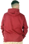 Mode XL Büyük Beden Erkek Sweatshirt Kapşonlu Kanguru Revival 22545 Bordo - 3