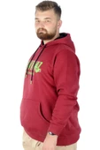 Mode XL Büyük Beden Erkek Sweatshirt Kapşonlu Kanguru Revival 22545 Bordo - 2