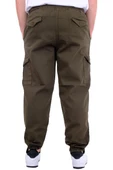 Mode XL Büyük Beden Erkek Gabardin Kargo Jogger Pantolon Doğa 21927 Haki - 7