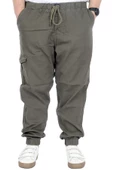 Mode XL Büyük Beden Erkek Gabardin Kargo Jogger Pantolon Doğa 21927 Haki - 1