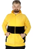Mode XL Büyük Beden Erkek Kapşonlu Fermuarlı Polar Hırka  22554 Hardal thumbnail 1