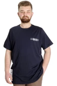 Mode XL Büyük Beden Erkek T-shirt TELEPATHIC 23132 Lacivert - 1