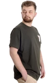 Mode XL Büyük Beden Erkek T-shirt LIVE OR DIE 23124 Haki thumbnail 4