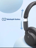 Baseus BT5.3V Premium Mikrofonlu Gürültü Engelleyici Kulaküstü Bluetooth Kulaklık, 40mm Polimer Diyafram - 3