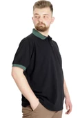 Mode XL Büyük Beden Erkek T-shirt Polo POTENT 23348 Siyah thumbnail 3