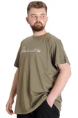 Mode XL Büyük Beden Erkek T-shirt MUHAMMED ALI 23160 Haki thumbnail 2