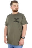 Mode XL Büyük Beden T-Shirt Bisiklet Yaka Delete 22169 Haki thumbnail 1