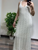 ASTARLI KREM RENGİ TRİKO ELBİSE - 3