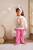 KIZ ÇOCUK LEOPAR BASKILI BİSİKLET YAKA EŞOFMAN TAKIMI - 3