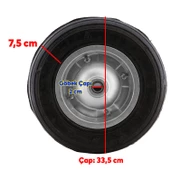 El Arabası Yük Taşıma Tekeri Bilyeli Rulmanlı Dubleks Teker 335x75 mm Çelik Jant - 2