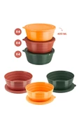 12 Adet Kapaklı Kahvaltılık Saklama Kabı 400 ml, Çok Amaçlı Yuvarlak Kase Çerezlik Set (12x400ml) - 4