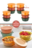 12 Adet Kapaklı Kahvaltılık Saklama Kabı 400 ml, Çok Amaçlı Yuvarlak Kase Çerezlik Set (12x400ml) - 1