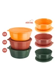 12 Adet Kapaklı Kahvaltılık Saklama Kabı 400 ml, Çok Amaçlı Yuvarlak Kase Çerezlik Set (12x400ml) - 3