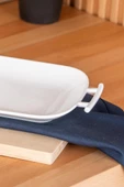 Digithome Acar Bianco Perla Porselen Kulplu Servis Tabağı Dikdörtgen Beyaz 42 Cm - SCT-05384 C320.033 - 2