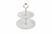Porland Queen Altın Yaldız 2 Katlı Kurabiye Tabağı 21cm - 2