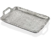 Lamedore Jute Texture Gümüş Büyük Tepsi 27 x 43 x 6 Cm - 1