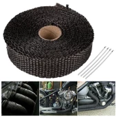 1 Metre 5 cm Cam Elyaf Ekzoz Sargısı Metal Kelepçe Manifold Sargı Bezi Yanmaz Bant Siyah Amyant 3 mm (Kalınlık) thumbnail 8