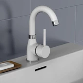 Sardıcı Krom Gövde Lavabo Bataryası - Beyaz - 1