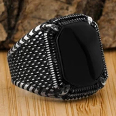 925 Ayar Gümüş Oniks Taşlı Yüzük thumbnail 1