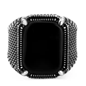 925 Ayar Gümüş Oniks Taşlı Yüzük thumbnail 4