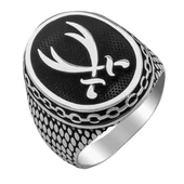 925 Ayar Gümüş Zülfikar  Erkek Yüzük thumbnail 3