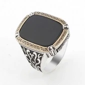 Siyah Oniks Taşlı Erkek  Gümüş Yüzük thumbnail 1
