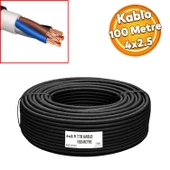 TTR CCA Çok Telli Elektrik Kablosu Topraklı Bakır İletken Damarlı Siyah Kablo 4x2,5 100 Metre thumbnail 1