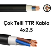 TTR CCA Çok Telli Elektrik Kablosu Topraklı Bakır İletken Damarlı Siyah Kablo 4x2,5 100 Metre thumbnail 3