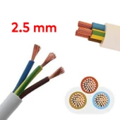 TTR CCA Çok Telli Elektrik Kablosu Topraklı Bakır İletken Damarlı Beyaz Kablo 3x2.5 100 Metre - 3
