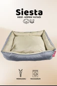 XPERMATE Siesta Kedi Yatağı Tüy Tutmaz Kumaş, Köpek Yatağı Su İtici Kumaş ,Fermuarlı 80x100x28 Antrasit Bej - 1