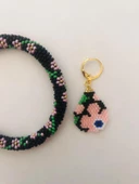 Melike Miyuki Bileklik ve Küpe Seti/Oval Çiçek/Pembe - 5