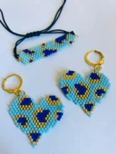 Melike Miyuki  Bileklik ve Küpe Seti/Leo Kalp/Mavi - 2