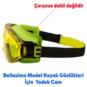 Bellasimo Çerçevesiz Kayak Gözlüğü Camı Lens Değiştirebilir Cam Antifog Güneş Kar Gözlük Camı Sarı - 7