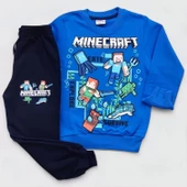 Minecraft Mavi Renkli Erkek Çocuk Giyim Seti - 5