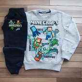 Minecraft Gri Renkli Erkek Çocuk Giyim Seti - 1