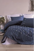 Cotton Box Brode Nakışlı Ranforce Çift Kişilik Nevresim Takım Gına Lacivert - 1