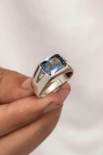 Mistik Topaz Taşlı 925 Gümüş Erkek Yüzük thumbnail 2