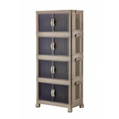 Piev Emayhome Çok Amaçlı Kapaklı Portatif İstiflenebilir Tekerlekli Organizer Dolap 4 Lü Cappuccino - 5