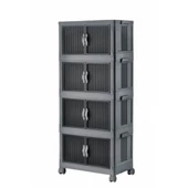 Piev Emayhome Çok Amaçlı Kapaklı Portatif İstiflenebilir Tekerlekli Organizer Dolap 4 Lü Antrasit - 5