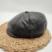 Siyah Renk Erkek Deri Kasket thumbnail 5